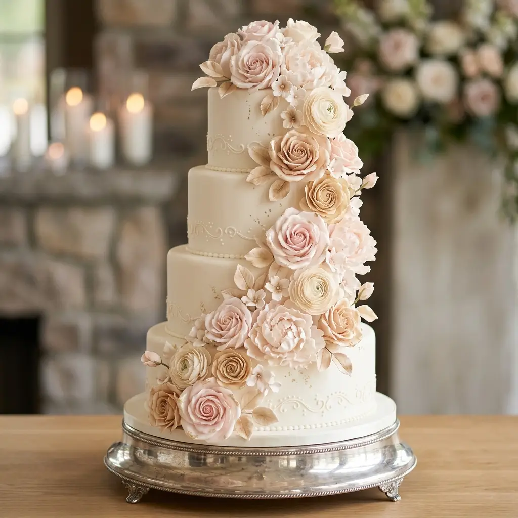 Blush Cascade Grand Tower - Wedding Cake Ideas
