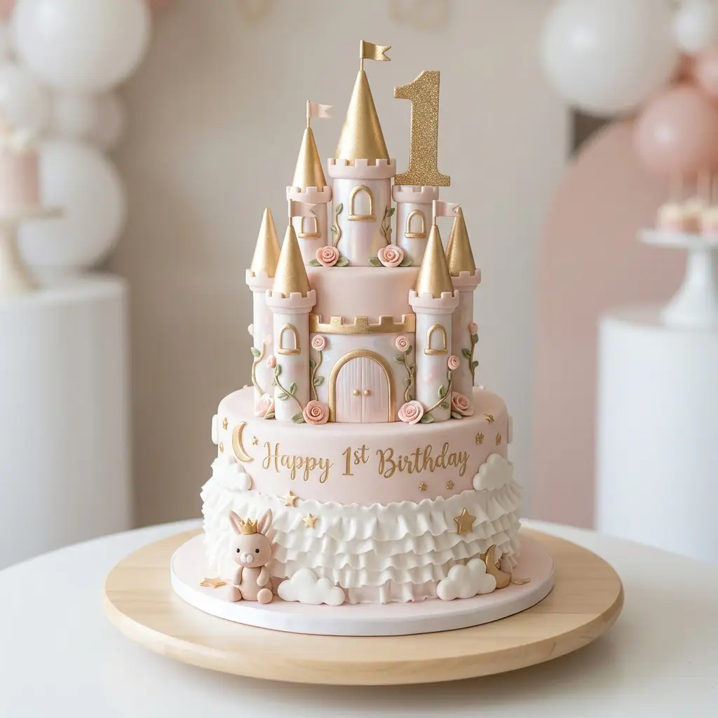 Blush Princess Castle Cake - Birthday Cake Ideas For 1 Year Old Girls
