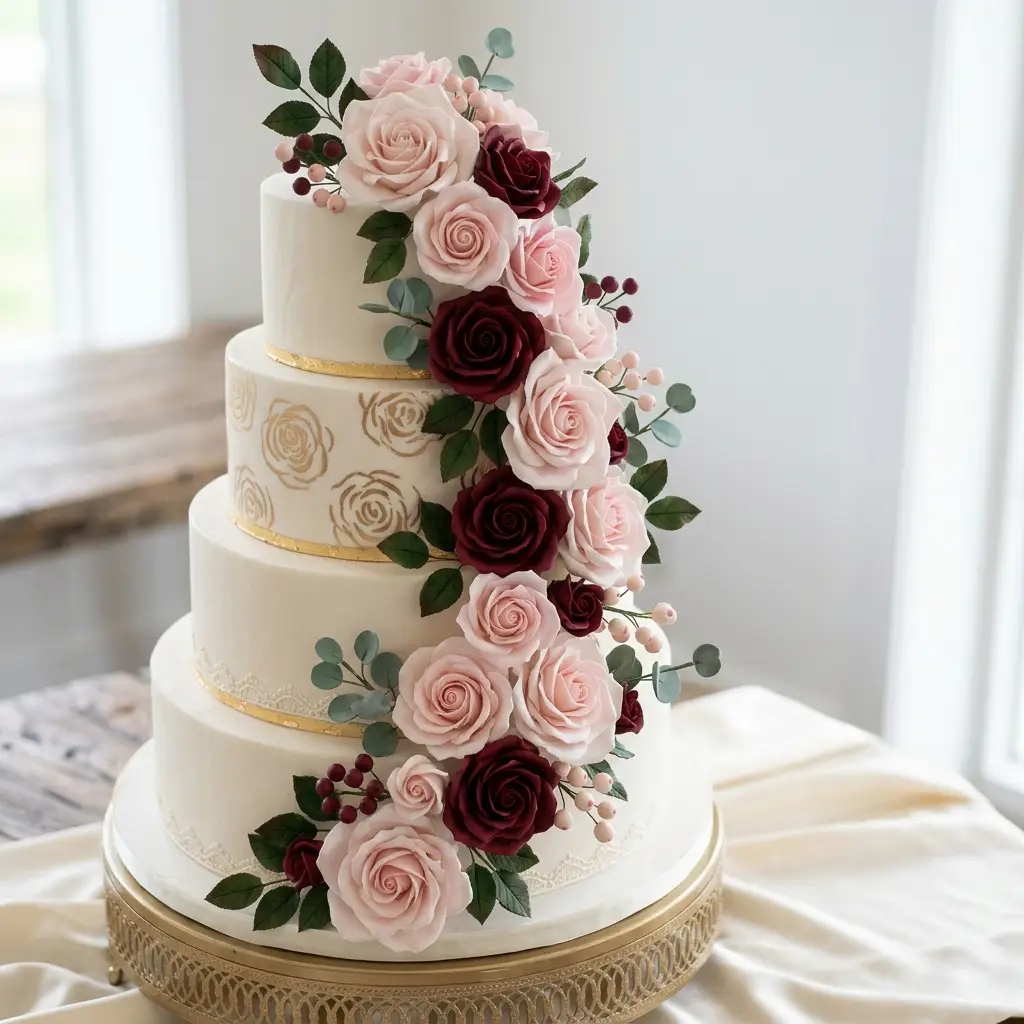 Boho Neutral with Pampas Grass - Wedding Cake Ideas