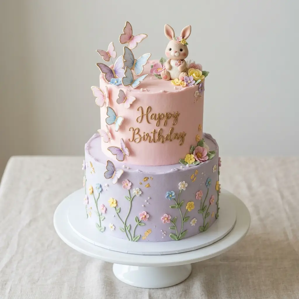 Bunny and Butterfly Cake - Birthday Cake Ideas For 1 Year Old Girls
