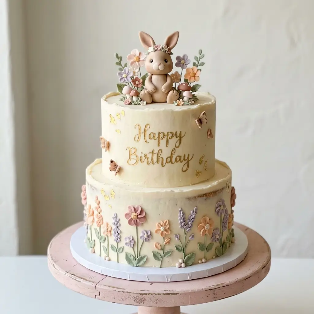 Bunny Wildflower Garden Cake - Birthday Cake Ideas For 1 Year Old Girls