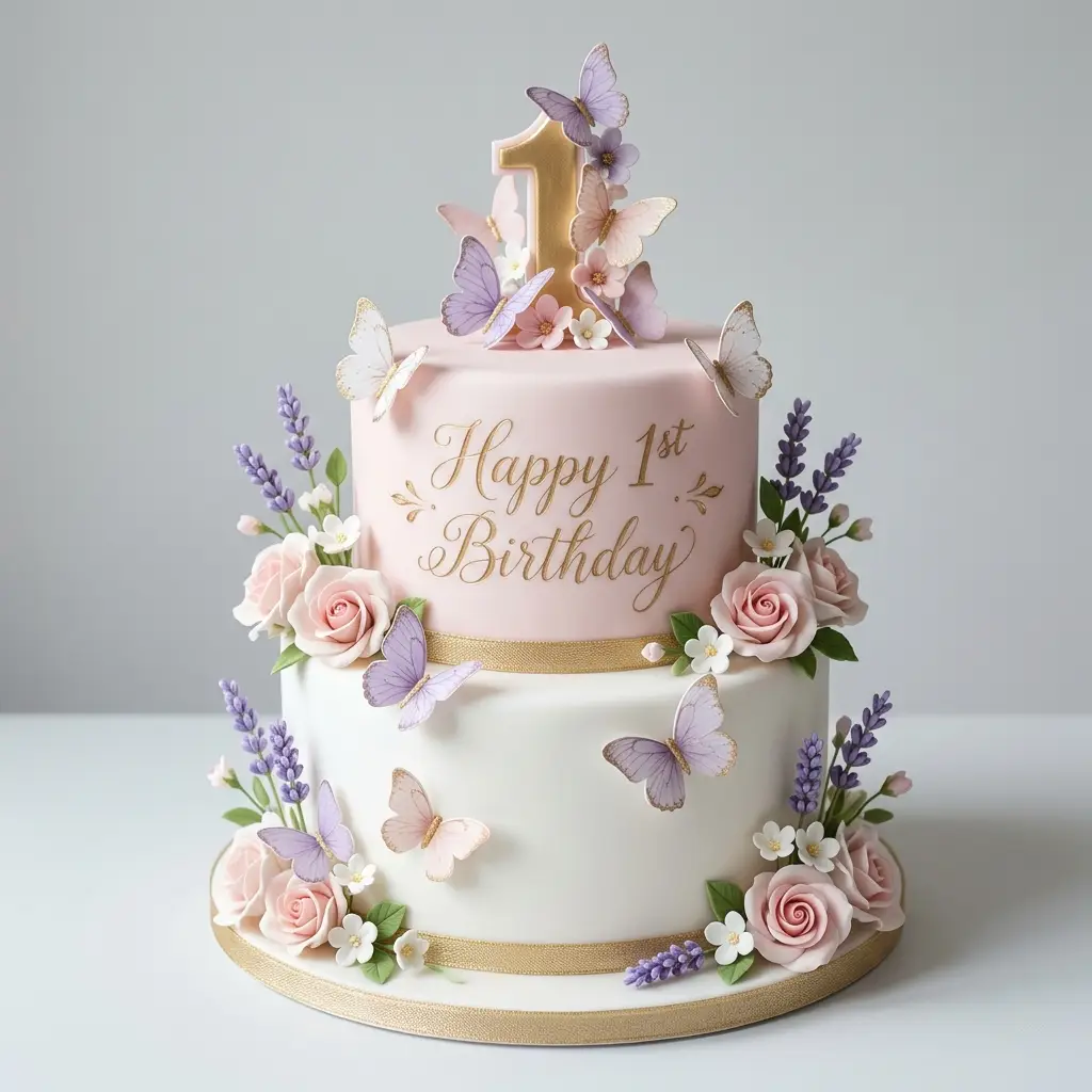 Butterfly and Lavender Cake - Birthday Cake Ideas For 1 Year Old Girls