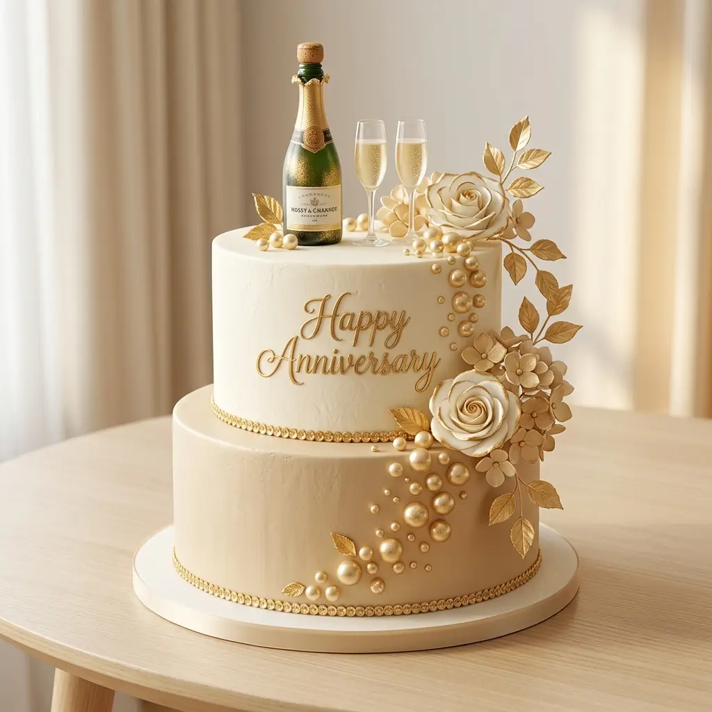 Champagne Celebration Cake - Wedding Anniversary Cake Ideas