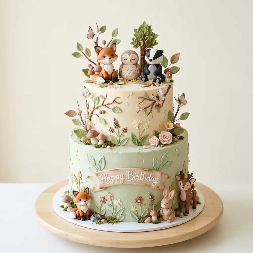 Enchanted Forest Animals Cake - Birthday Cake Ideas For 1 Year Old Girls