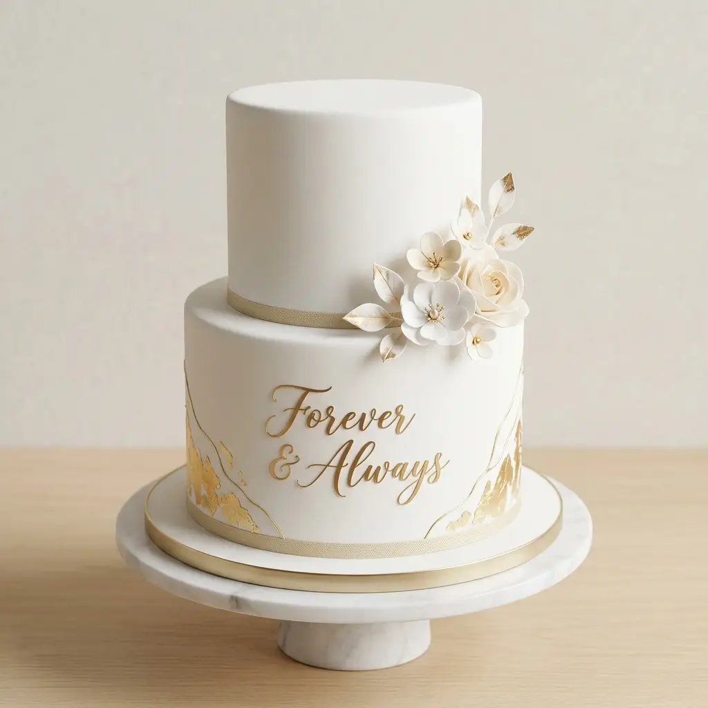 Forever and Always Gold Agate Cake - Wedding Anniversary Cake Ideas
