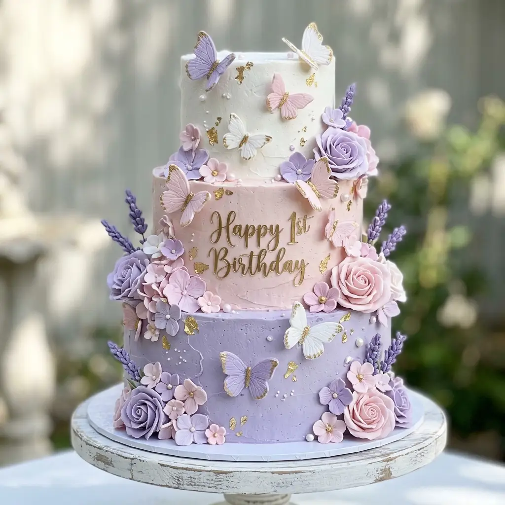 Lavender Rose Butterfly Cake - Birthday Cake Ideas For 1 Year Old Girls