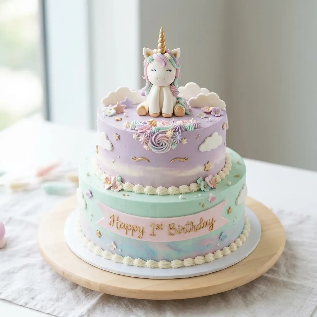 Lavender Unicorn Cloud Cake - Birthday Cake Ideas For 1 Year Old Girls