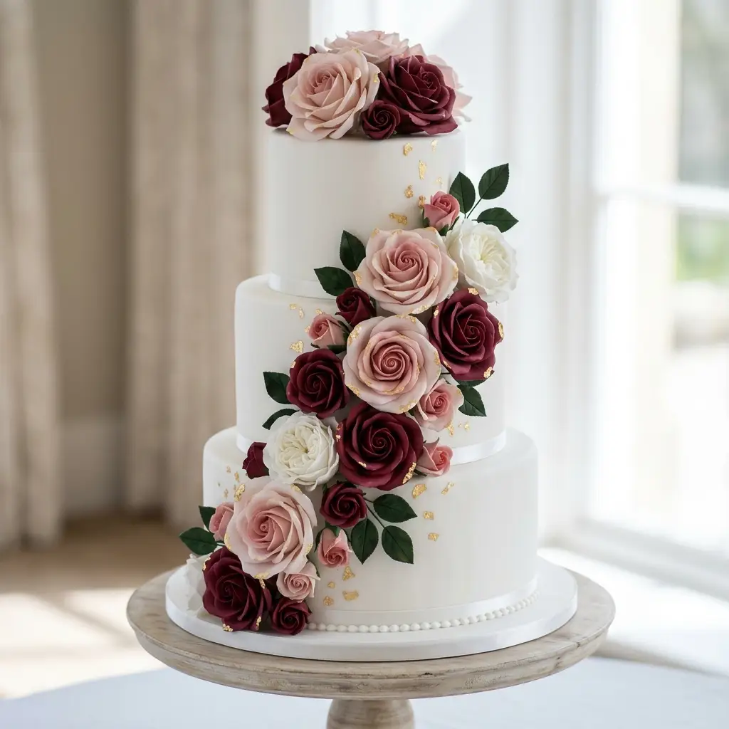 Marsala and Blush Rose Trail - Wedding Cake Ideas