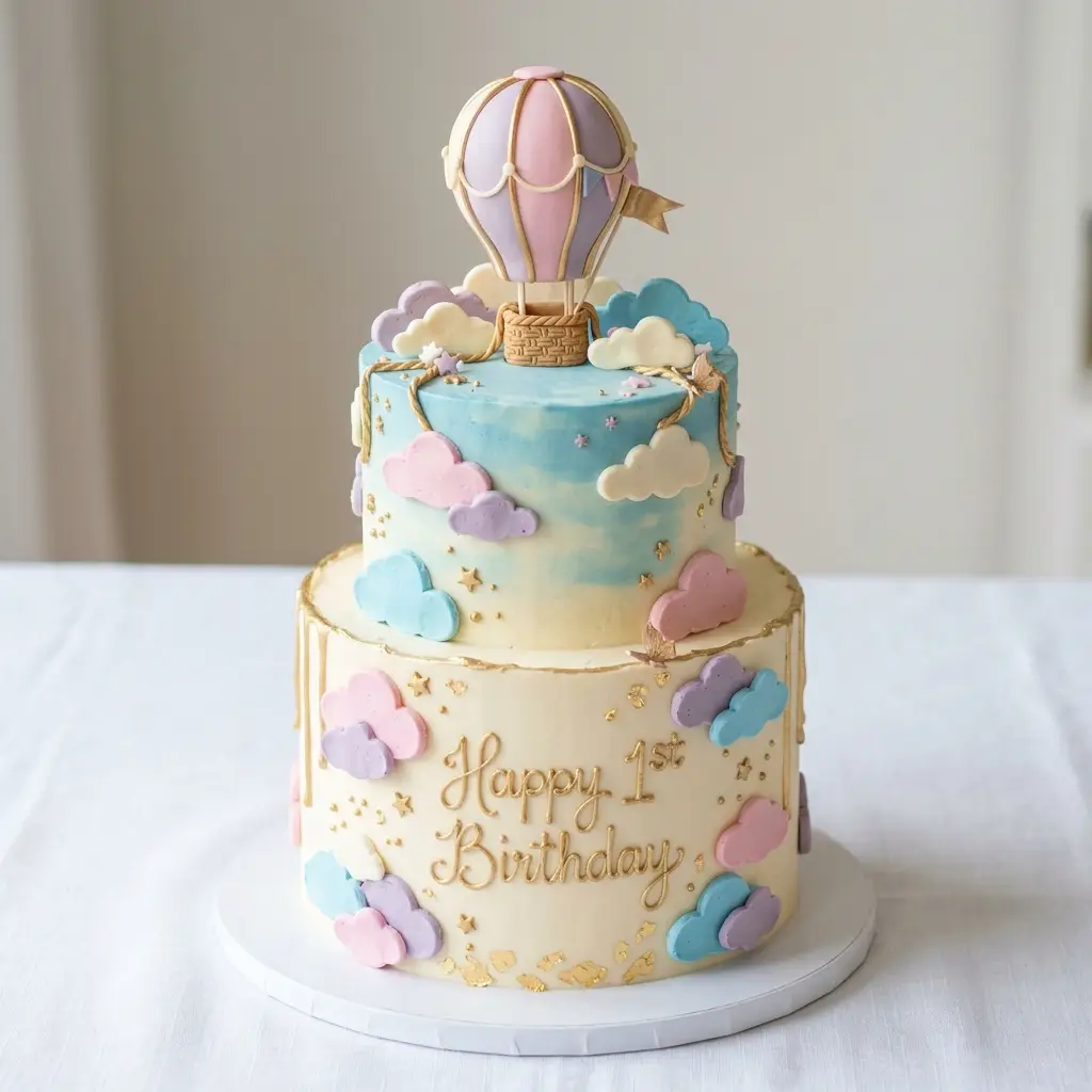 Pastel Hot Air Balloon Cake - Birthday Cake Ideas For 1 Year Old Girls