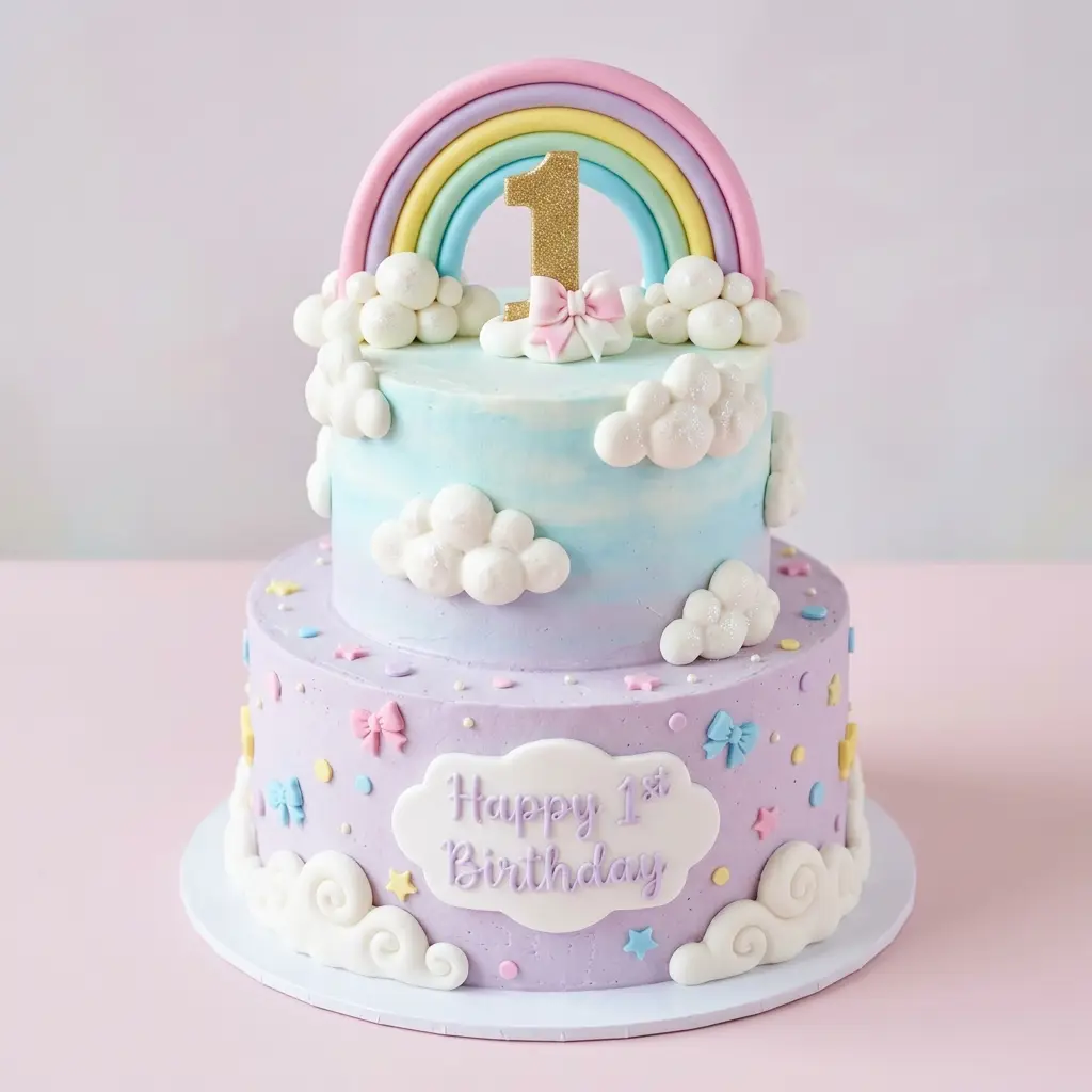 Pastel Rainbow Cloud Cake - Birthday Cake Ideas For 1 Year Old Girls