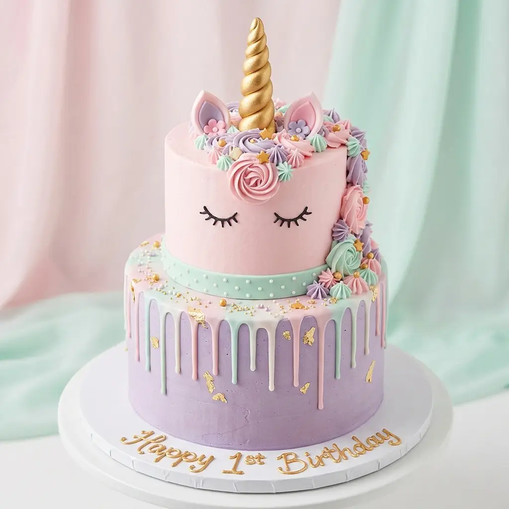 Pastel Unicorn Drip Cake - Birthday Cake Ideas For 1 Year Old Girls