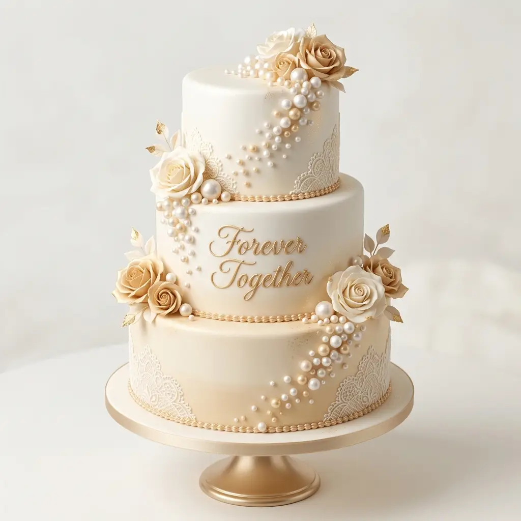 Pearl Cascade Lace Cake - Wedding Anniversary Cake Ideas