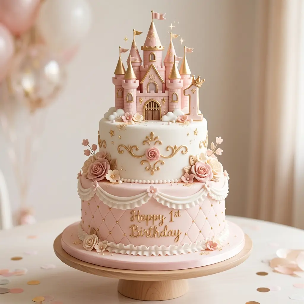 Pink Fairytale Castle Cake - Birthday Cake Ideas For 1 Year Old Girls