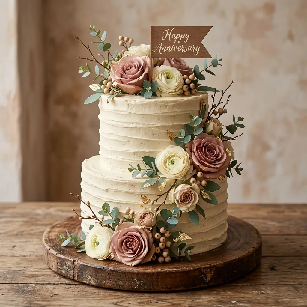 Rustic Buttercream Flag Cake - Wedding Anniversary Cake Ideas