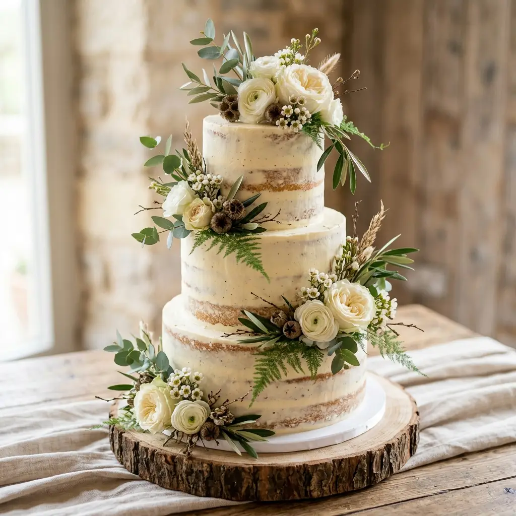 Semi-Naked with Olive and Ferns - Wedding Cake Ideas