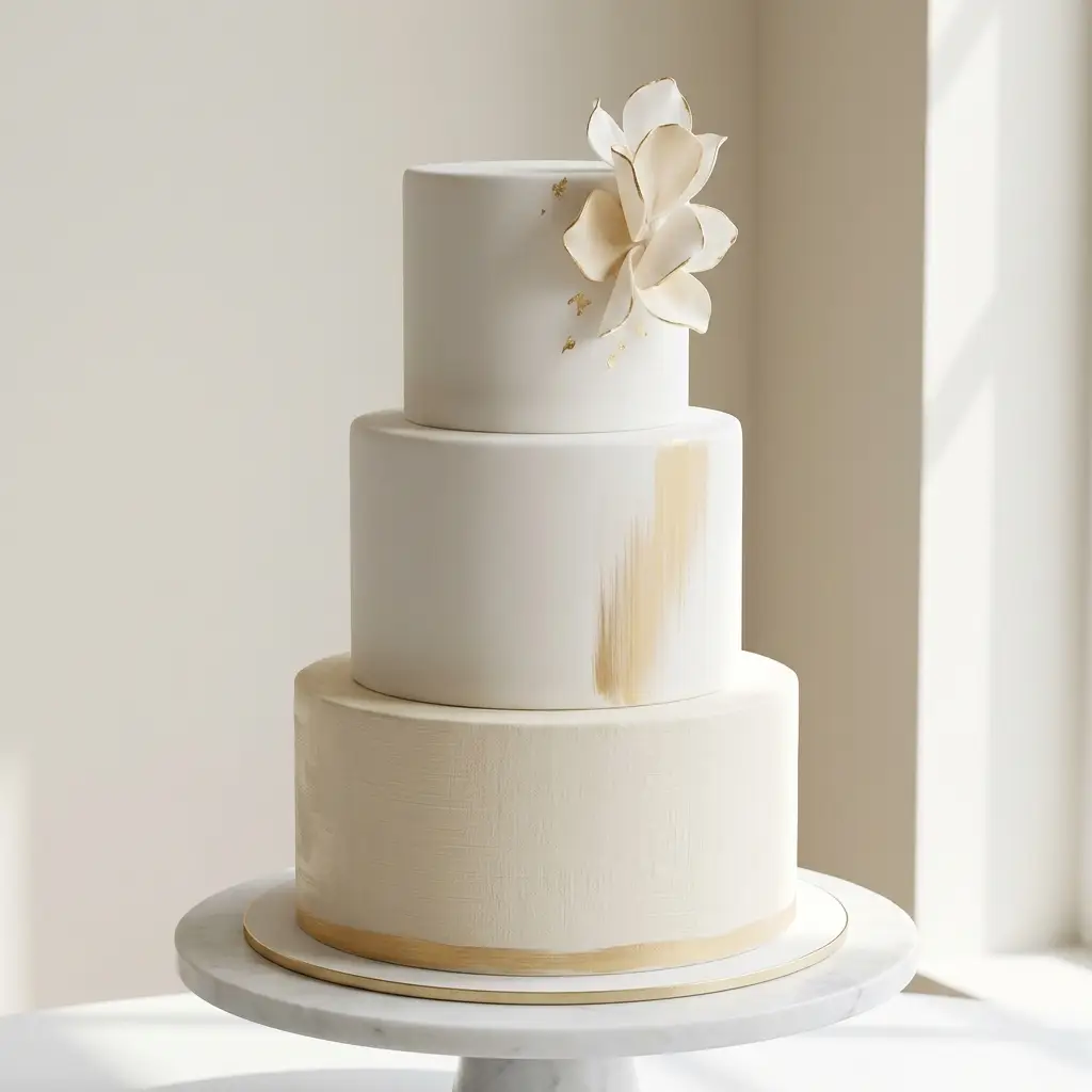 Single Bloom Magnolia Minimalist - Wedding Cake Ideas