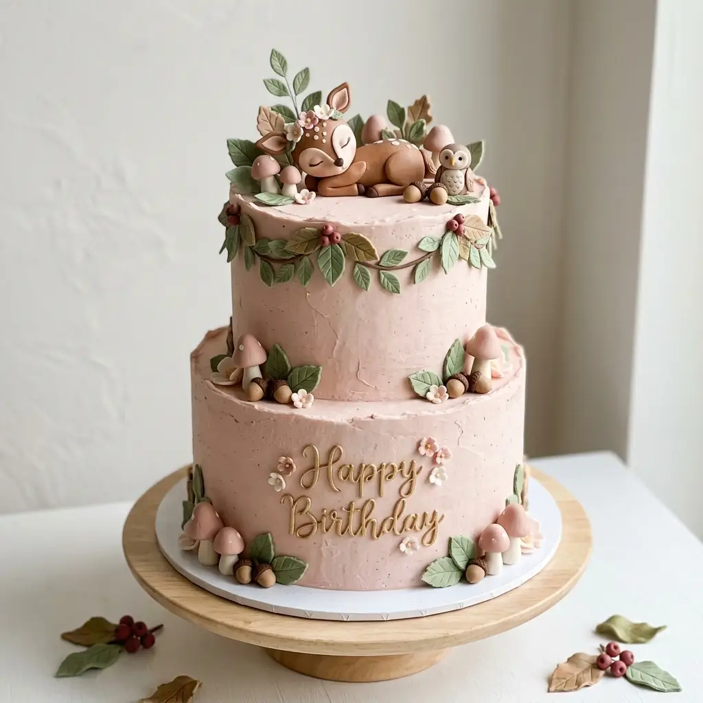 Sleeping Fawn Woodland Cake - Birthday Cake Ideas For 1 Year Old Girls