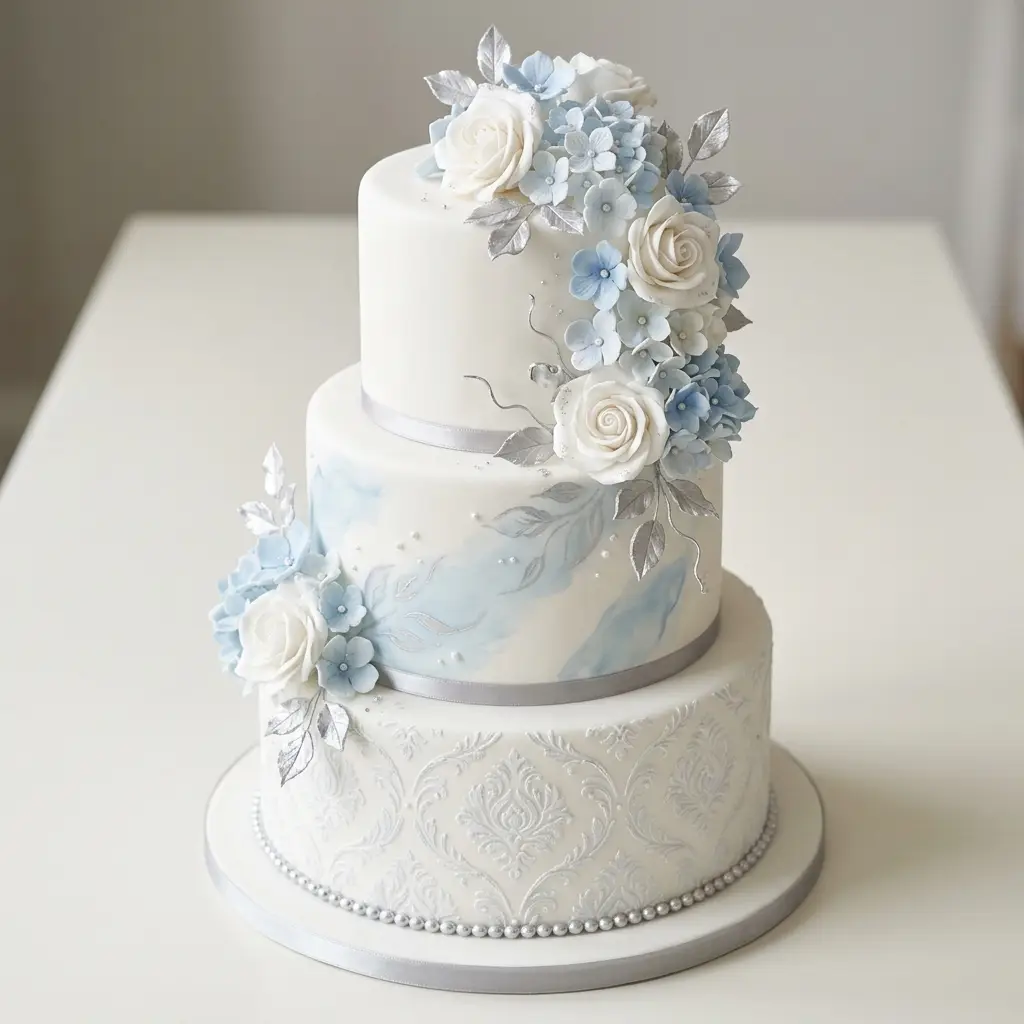 Something Blue Watercolor - Wedding Cake Ideas