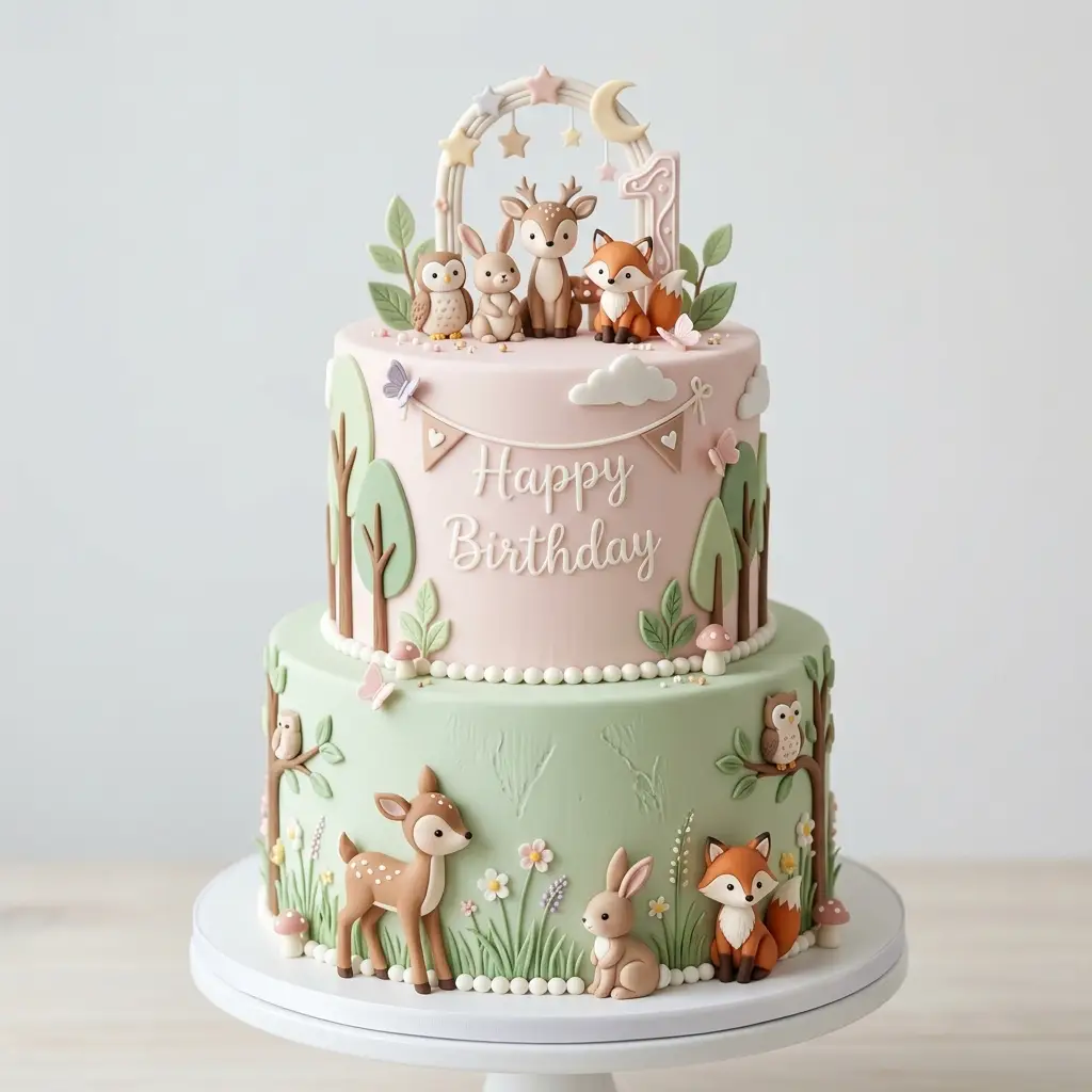 Starry Night Woodland Arch Cake - Birthday Cake Ideas For 1 Year Old Girls