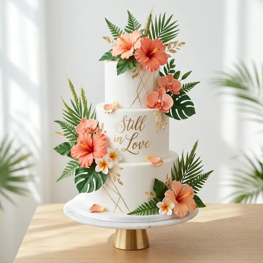 Tropical Hibiscus Cake - Wedding Anniversary Cake Ideas