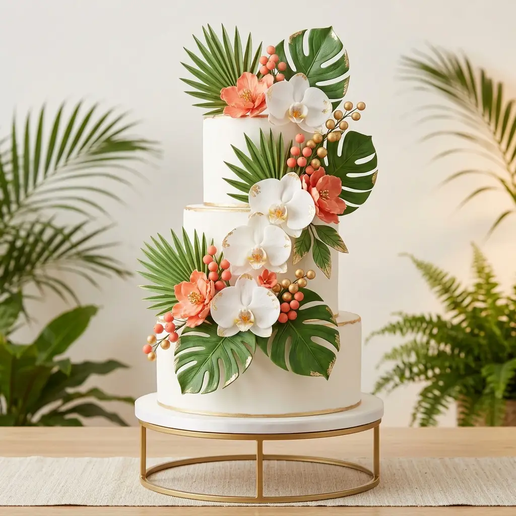 Tropical Orchid and Hibiscus - Wedding Cake Ideas