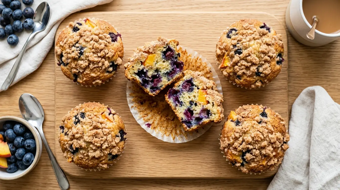 Blueberry peach muffins
