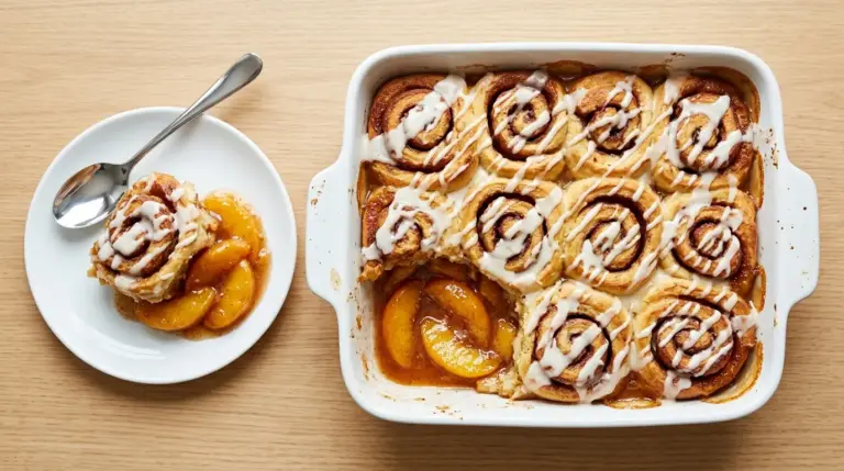 Cinnamon Roll Peach Cobbler Recipe