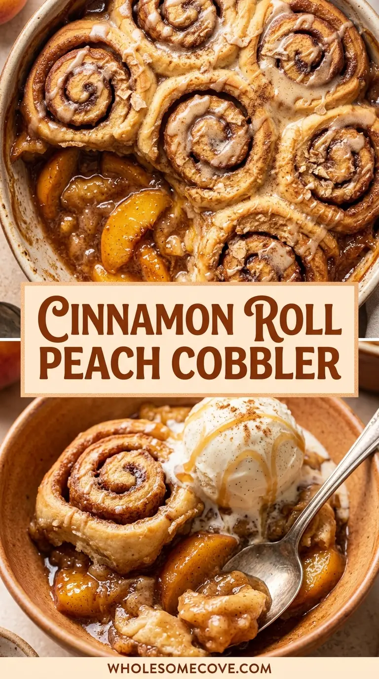 Cinnamon Roll Peach Cobbler Recipe