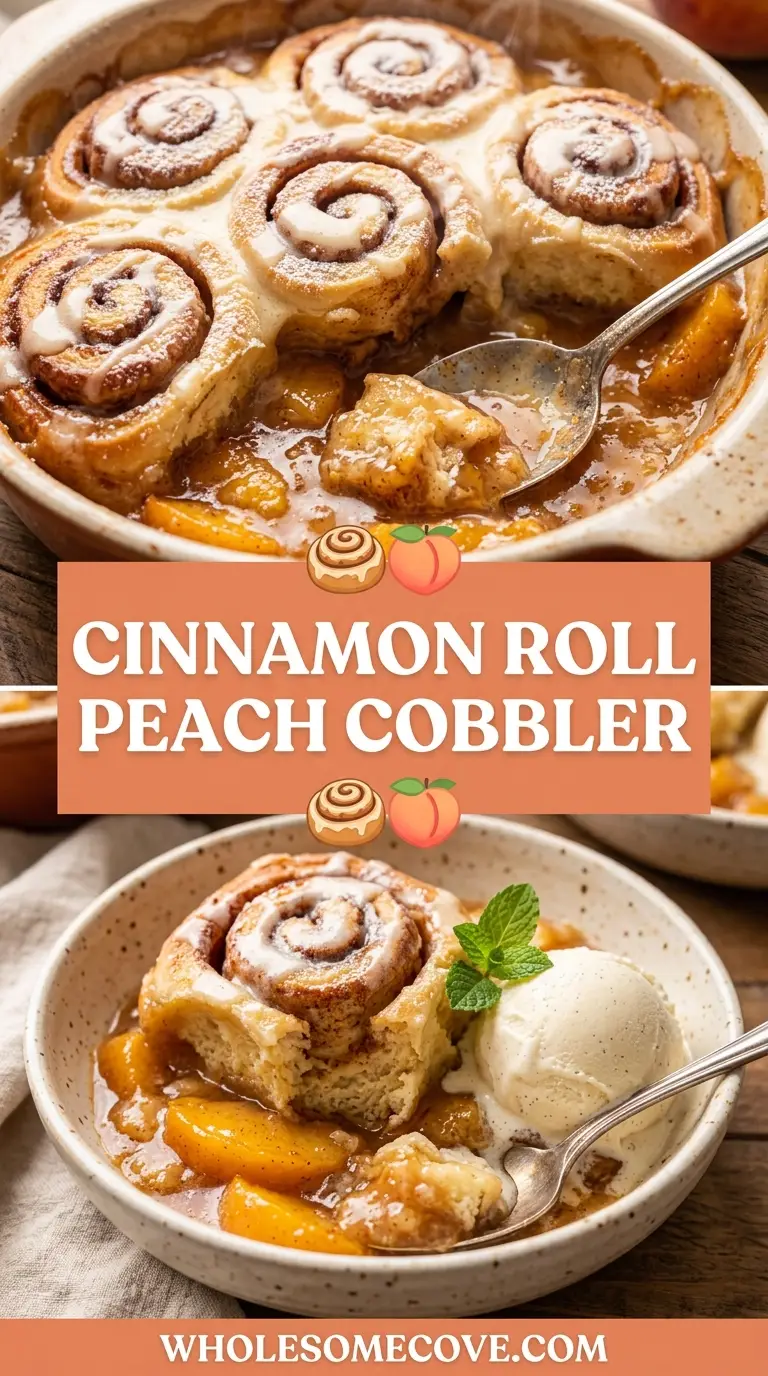 Cinnamon Roll Peach Cobbler Recipe